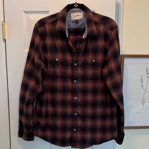 Large Flag & Anthem Plaid Flannel Shirt WORN ONCE